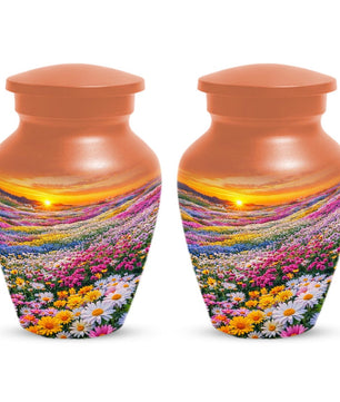 Flower Sunset Urn For Human Ashes - Floral Field Cremation Urns For Mom and Dad