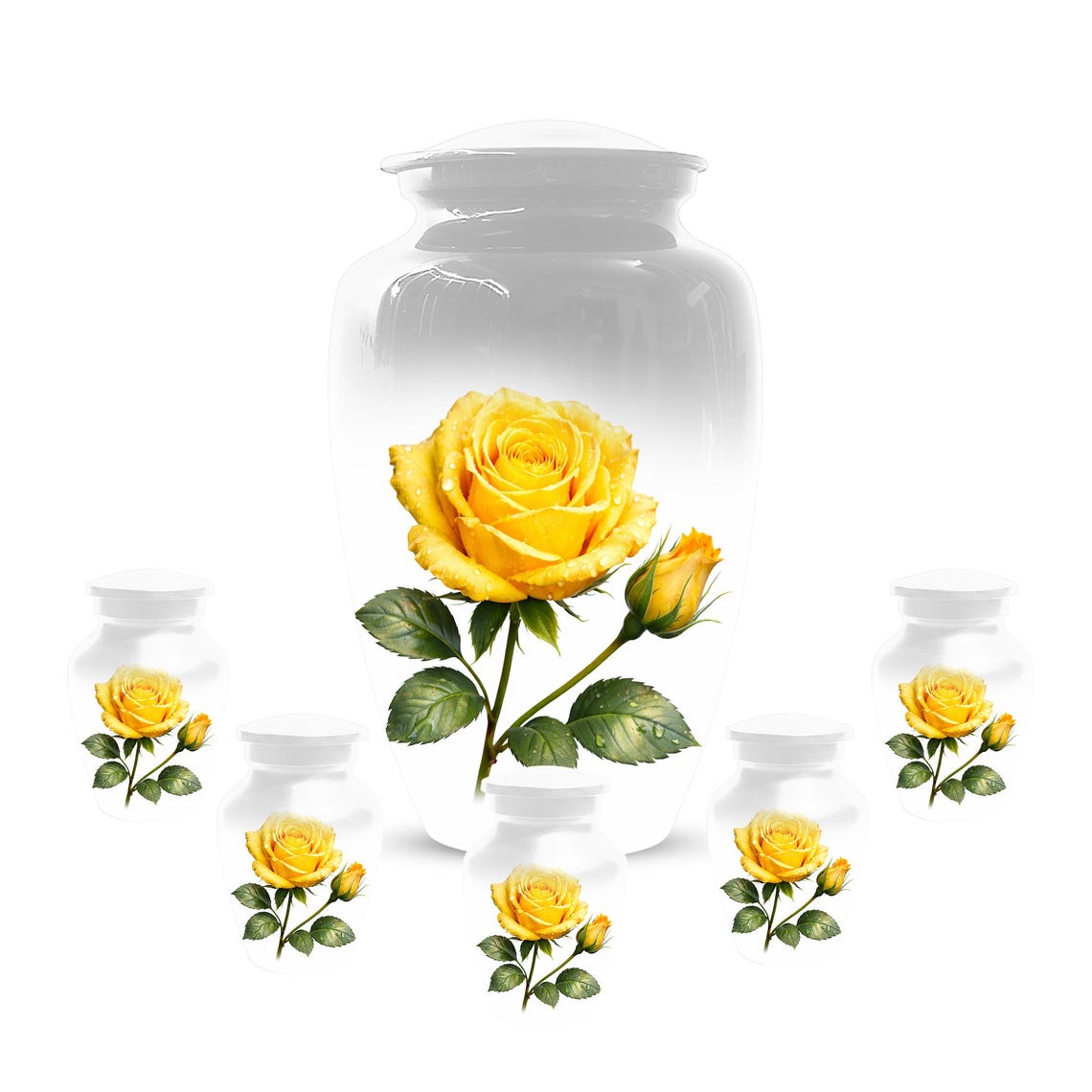 Yellow Rose Cremation Urn For Ashes - Flower Keepsake Mini Urns With Rose