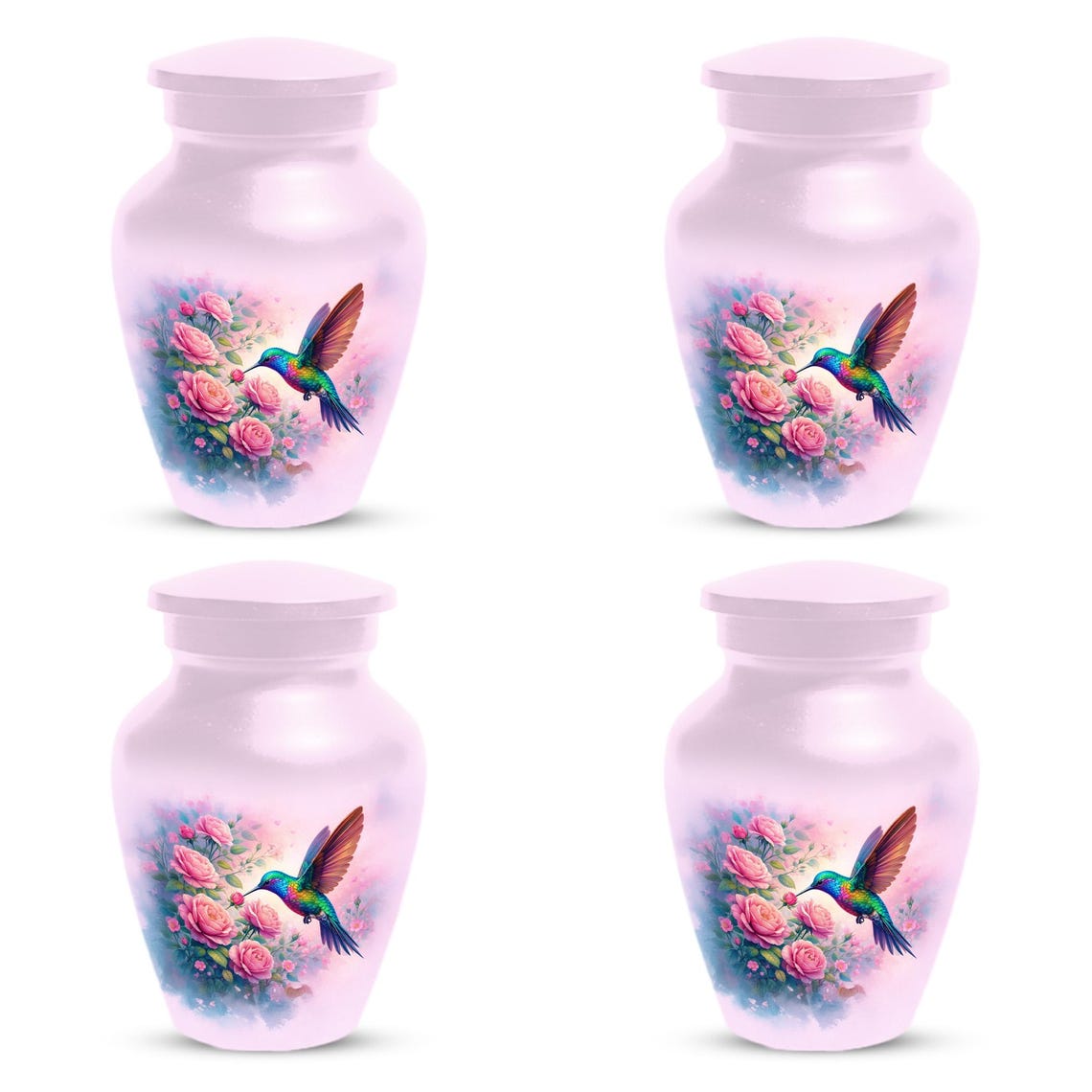Pink Hummingbird Urn For Ashes - Personalized Floral Humming Bird Small Urns For Mom