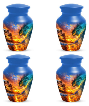 Ocean Wave Urn For Human Ashes - Palm Tree Sunset Beach Urns For Mom & Dad