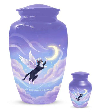 Black Cat Keepsake Kitty Urns - Purple Cremation Urn For Pet Ashes