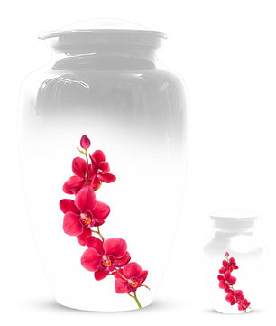 Red Orchid Urn For Ashes - Small Cremation Urns For Men & Women
