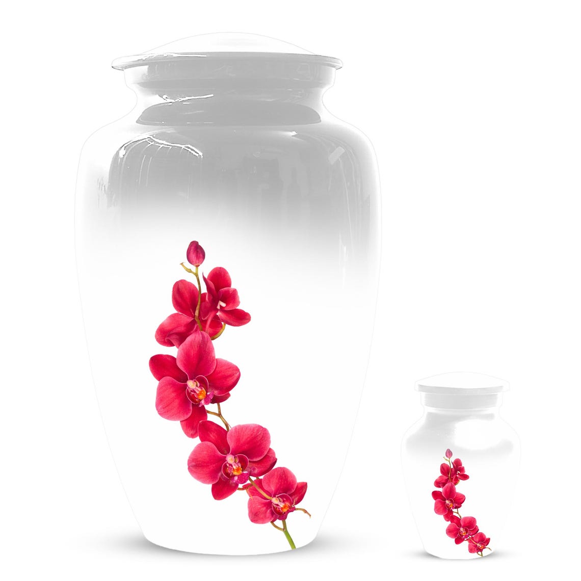 Red Orchid Urn For Ashes - Small Cremation Urns For Men & Women