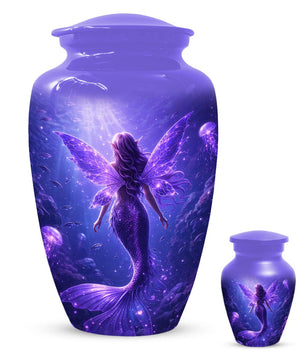 Mermaid Urn For Female Ashes - Purple Ocean Fairy Urns For Women