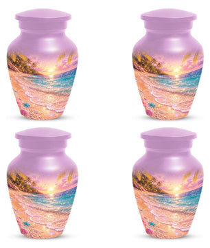 Pink Sunset Beach Urn For Ashes - Glowing Ocean Cremation Urns For Adults