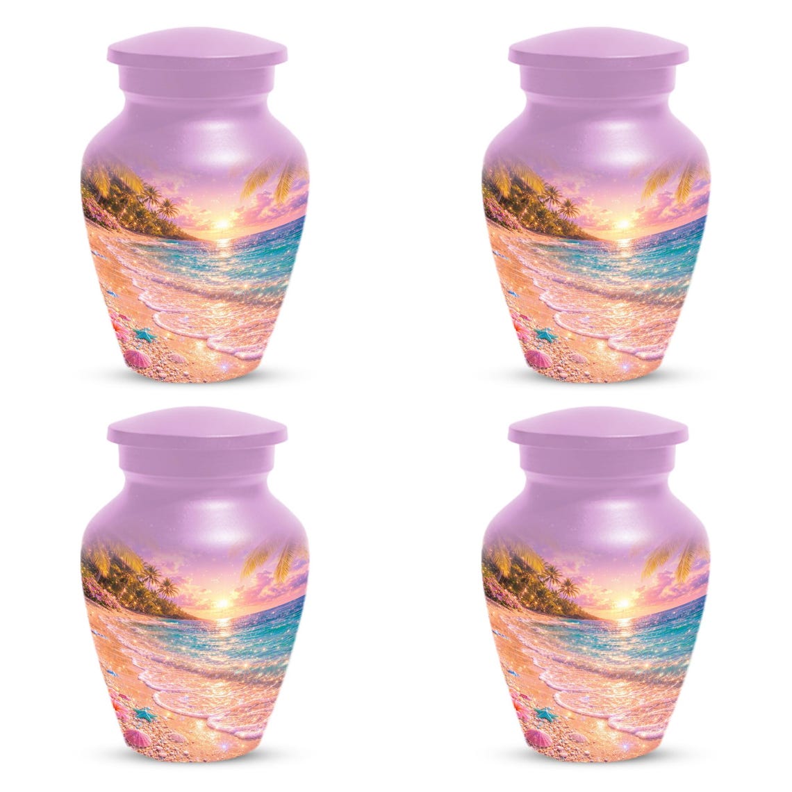 Pink Sunset Beach Urn For Ashes - Glowing Ocean Cremation Urns For Adults