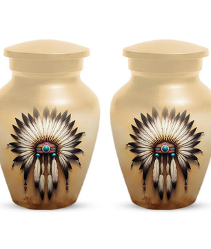 Native American Urns for Human Ashes | Western Memorial Mini Keepsake Urn for Adults