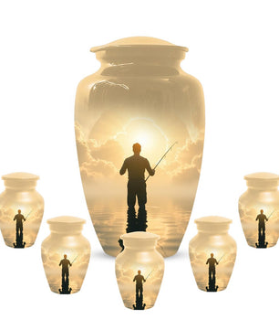 Gone Fishing in Heaven Urn for Dad | Fisherman Hunting Urns For Adult Male Men