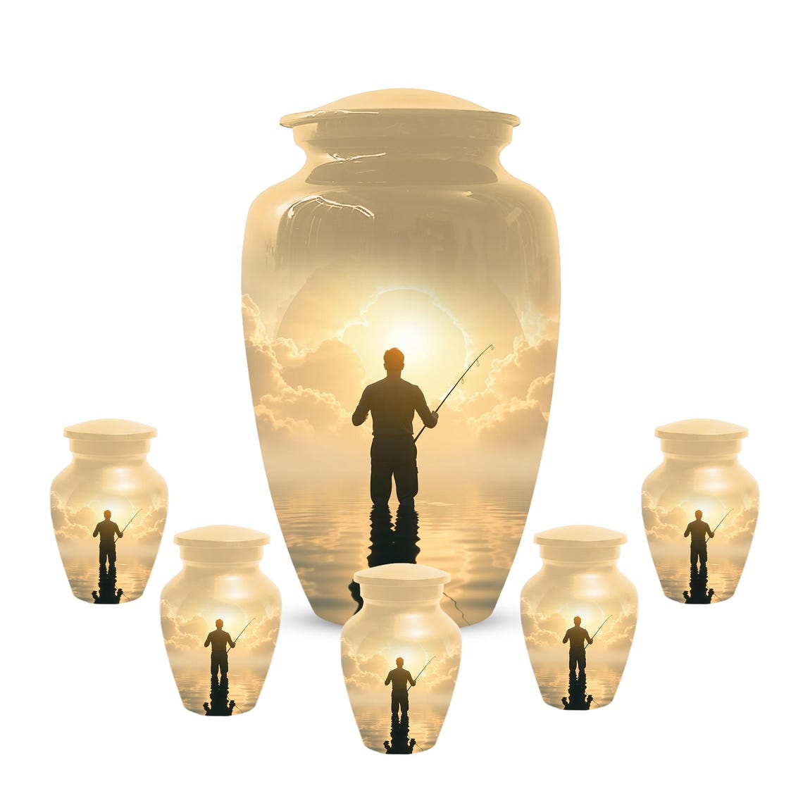 Gone Fishing in Heaven Urn for Dad | Fisherman Hunting Urns For Adult Male Men