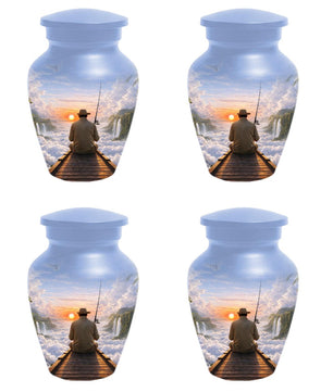 Gone Fishing in Heaven Urn For Male - Personalized Fisherman Small Urns For Dad