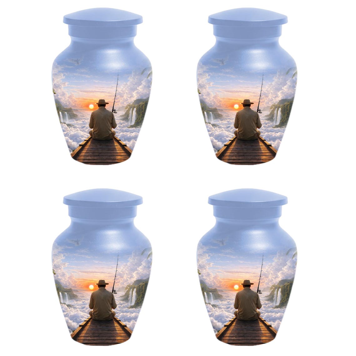 Gone Fishing in Heaven Urn For Male - Personalized Fisherman Small Urns For Dad