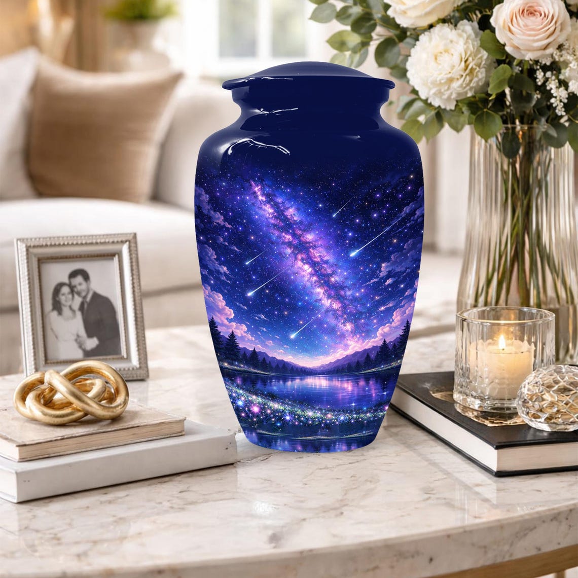 Star Galaxy Urn For Ashes - Decorative Teardrop Urns For Adult Mom and Dad