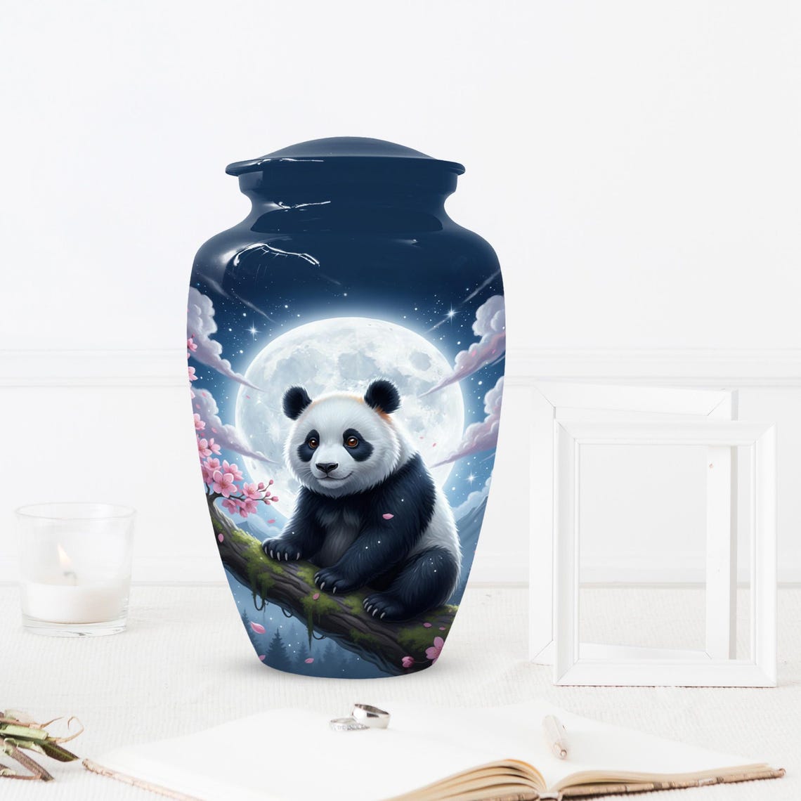 Panda Moonlit Urns For Human Ashes | White Moon Urn For Male and Female