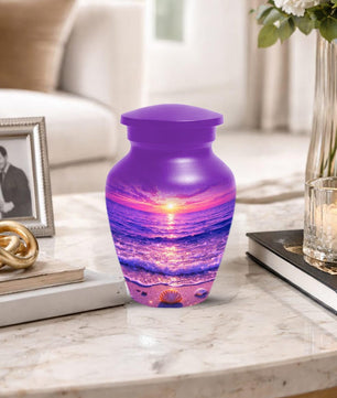 Purple Sunset Beach Urn For Ashes - Coastal Ocean Urns For Mom and Dad
