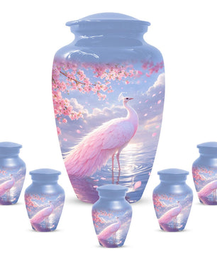 Pink Peacock Urn For Women Ashes - Customized Light Blue Cremation Urns For Mom