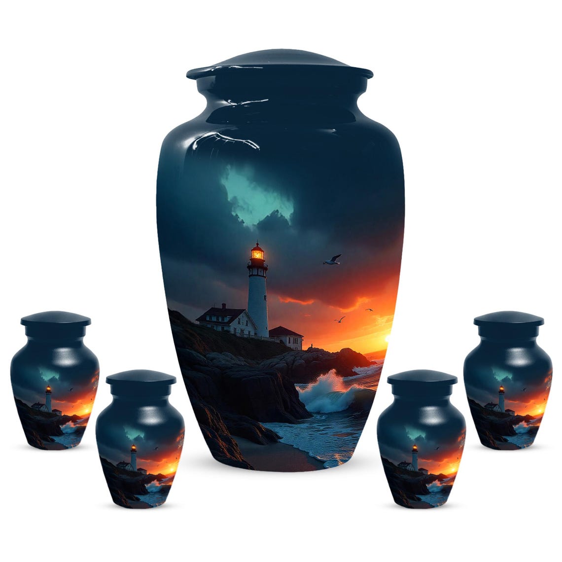Lighthouse Urns For Human Ashes | Handmade Ocean Cremation Urn For Male And Female