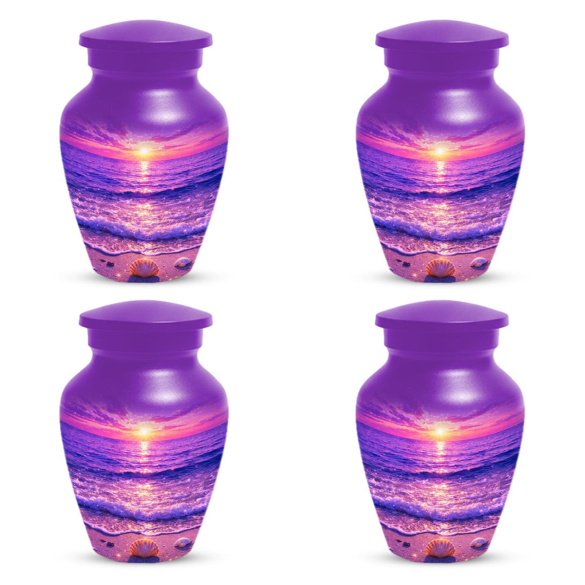 Purple Sunset Beach Urn For Ashes - Coastal Ocean Urns For Mom and Dad