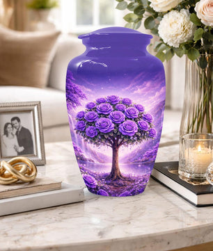 Purple Tree Urn For Human Ashes - Flower Urns For Male and Female