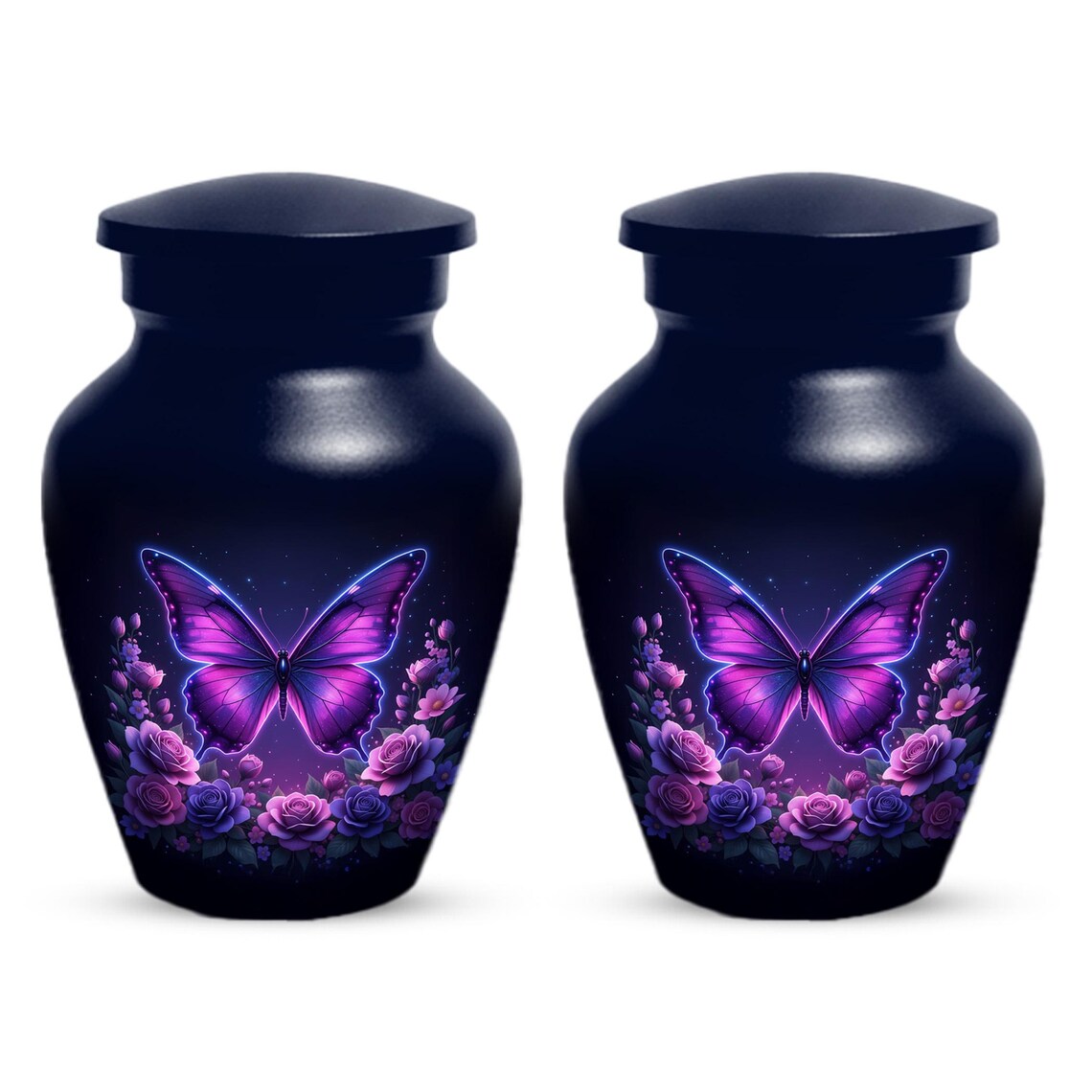 Purple Butterfly Urn For Female Ashes - Custom Floral Cremation Urns with Butterflies