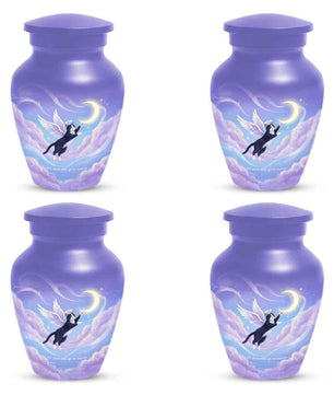 Black Cat Keepsake Kitty Urns - Purple Cremation Urn For Pet Ashes