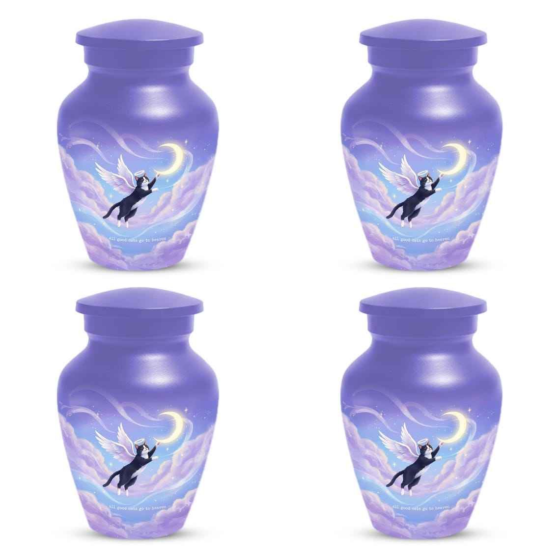 Black Cat Keepsake Kitty Urns - Purple Cremation Urn For Pet Ashes