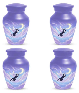 Black Cat Keepsake Kitty Urns - Purple Cremation Urn For Pet Ashes