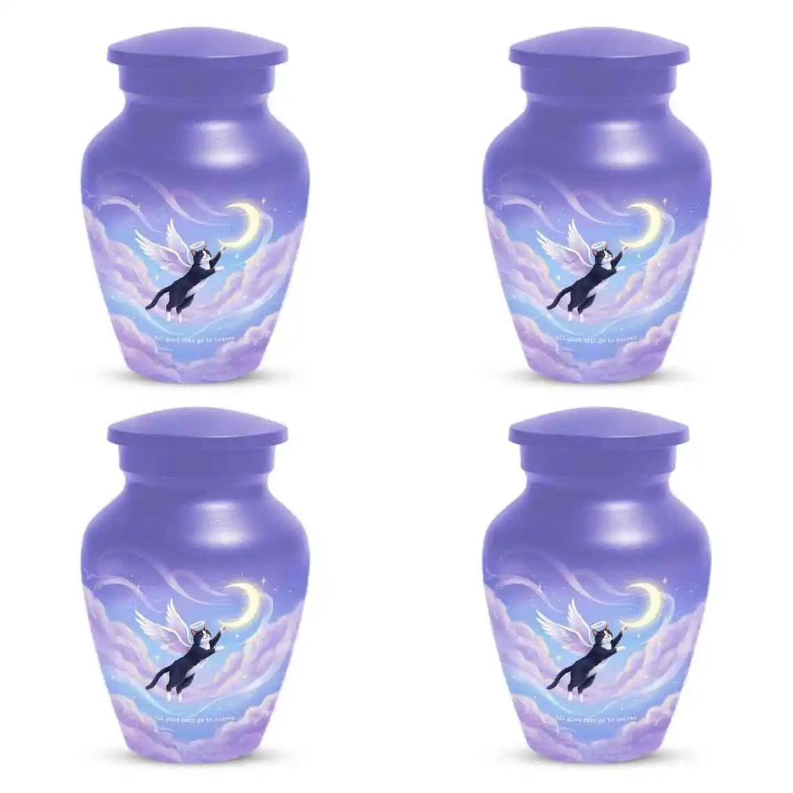 Black Cat Keepsake Kitty Urns - Purple Cremation Urn For Pet Ashes