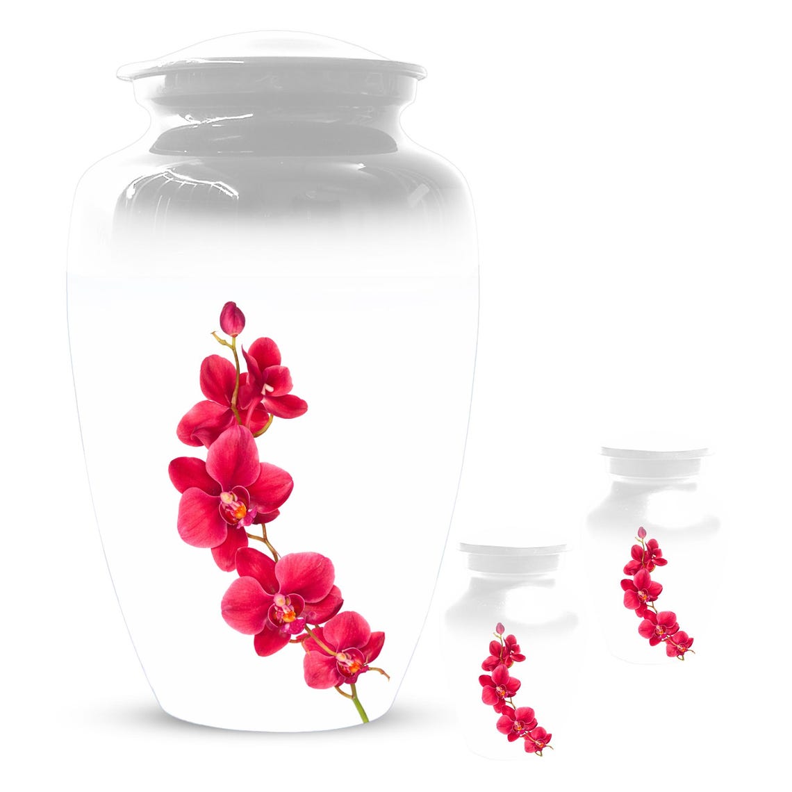 Red Orchid Urn For Ashes - Small Cremation Urns For Men & Women