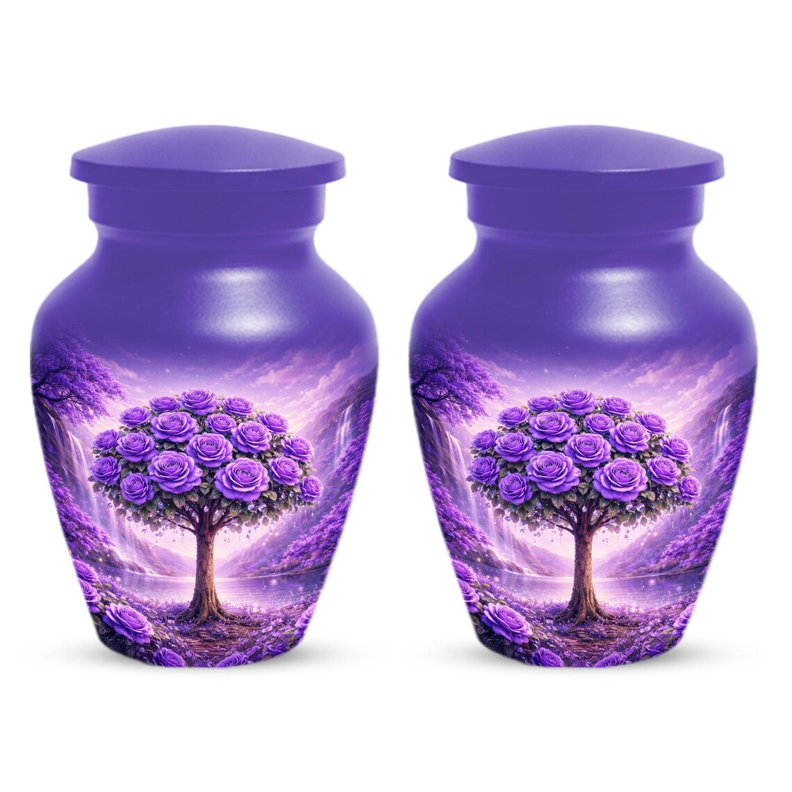 Purple Tree Urn For Human Ashes - Flower Urns For Male and Female