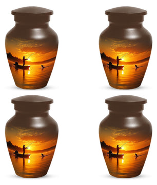 Gone Fishing Sunset Urn for Dad | Fisherman Cremation Urns For Adult Male Ashes