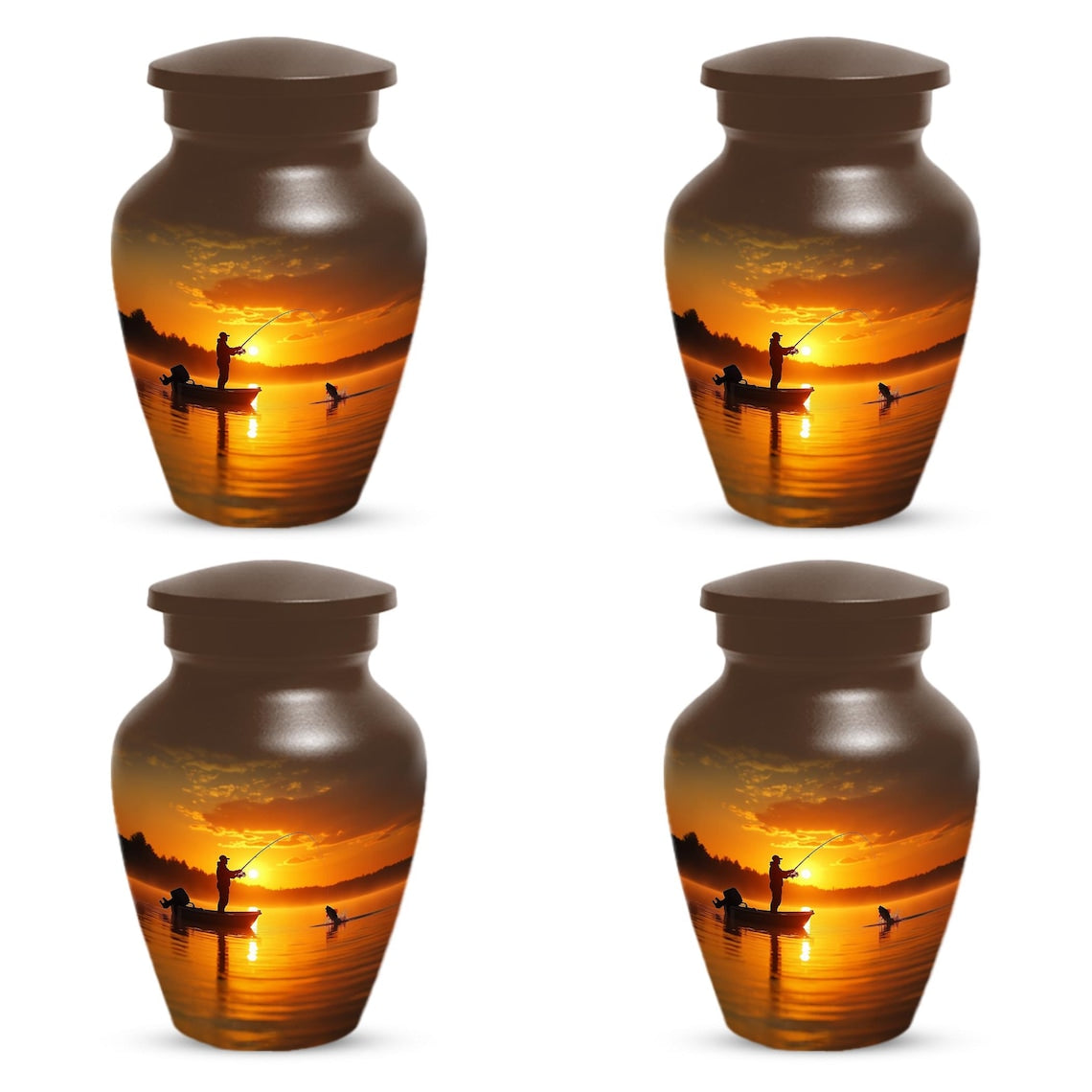 Gone Fishing Sunset Urn for Dad | Fisherman Cremation Urns For Adult Male Ashes