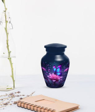 Blue Butterfly Urn For Mom Ashes - Lotus Flower Cremation Urns For Women