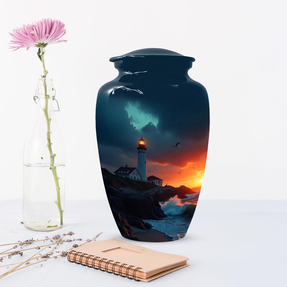 Lighthouse Urns For Human Ashes | Handmade Ocean Cremation Urn For Male And Female