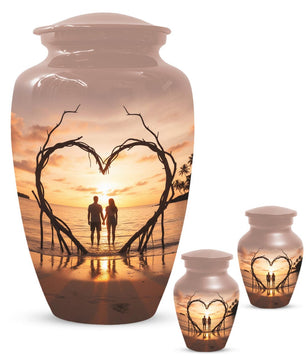 Sunset Beach Couple Urns For Ashes - Extra large Comapanion Urn For Mom and Dad