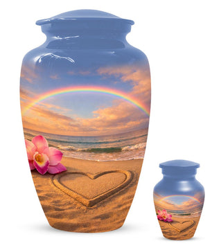 Beach Themed Urns For Human Ashes - Ocean Rainbow Cremation Urn For Male & Female