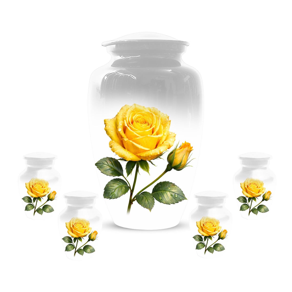 Yellow Rose Cremation Urn For Ashes - Flower Keepsake Mini Urns With Rose