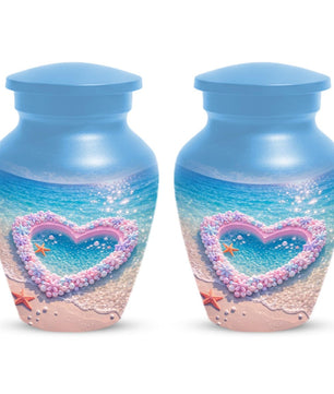 Beach Heart Urn For Human Ashes - Customized Ocean Urns For Men and Women