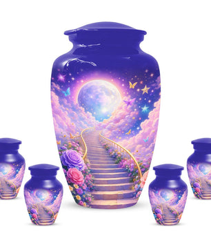 Floral Stairway Heaven Urn For Human Ashes - Moonlit Urns For Cremation, Funeral