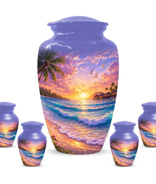 Beach Scene Urn - Ocean Wave Memorial Urns For Human Ashes
