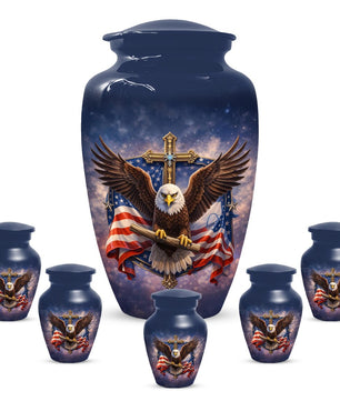 Flying Eagle Urn For Human Ashes - Celtic Cross Religious Cremation Urns For Dad