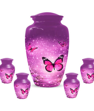 Pink Butterfly Urn For Women Ashes - Personalized Mini Urns For Adult Female