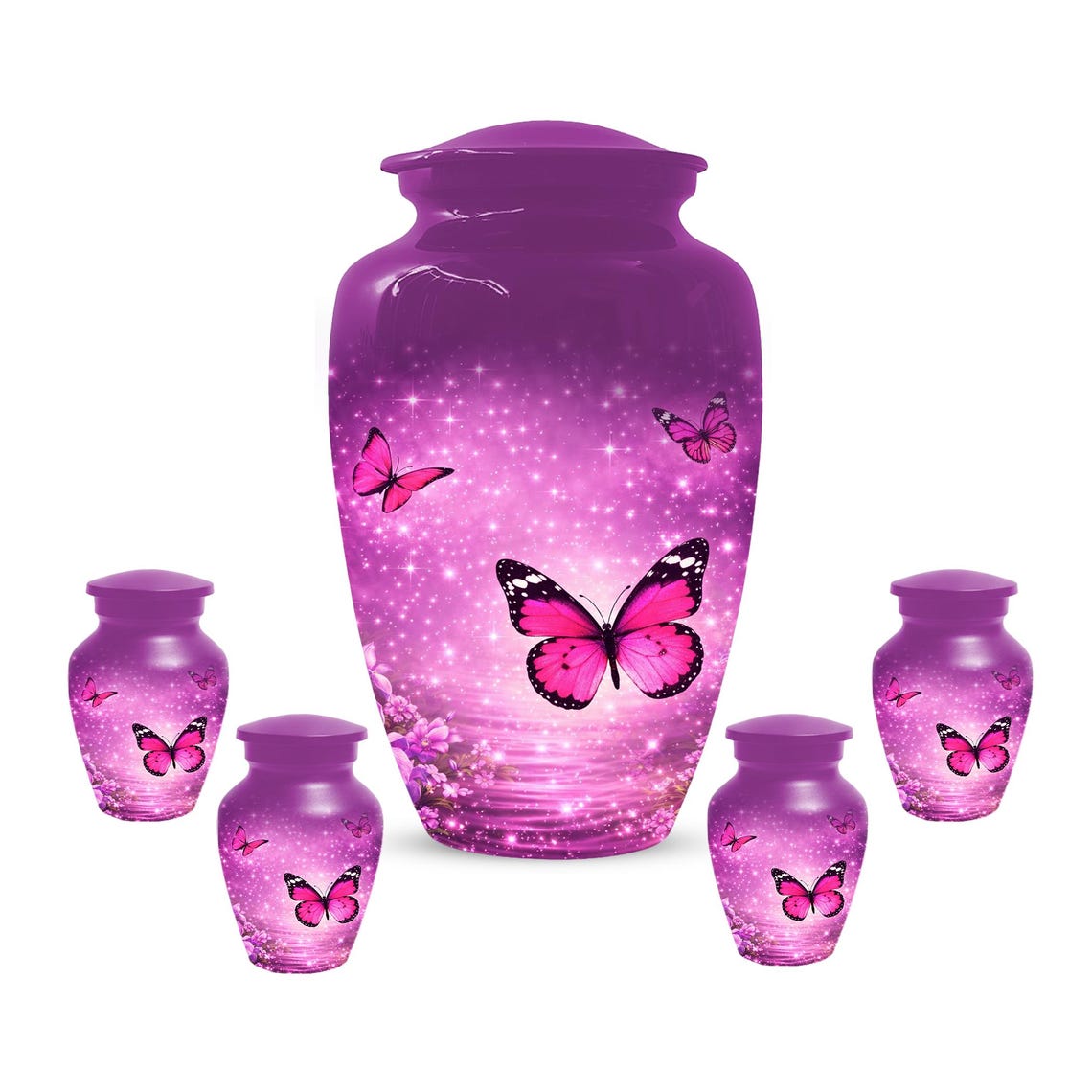 Pink Butterfly Urn For Women Ashes - Personalized Mini Urns For Adult Female
