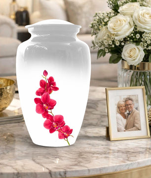 Red Orchid Urn For Ashes - Small Cremation Urns For Men & Women