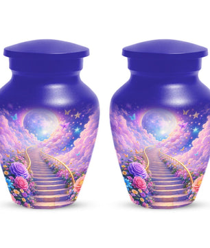 Floral Stairway Heaven Urn For Human Ashes - Moonlit Urns For Cremation, Funeral