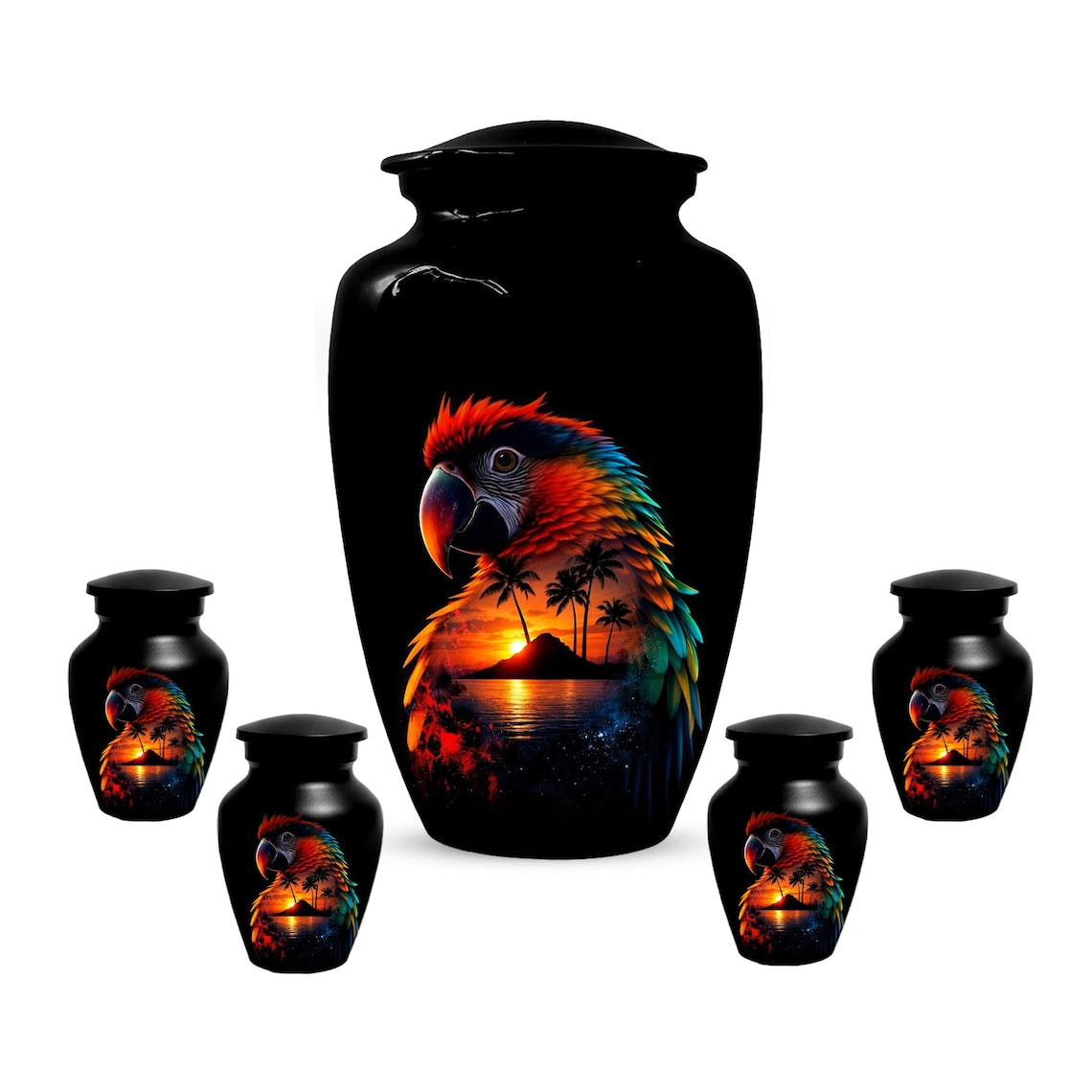 Parrot Urn For Human Ashes - Forest Artistic Urns For Adult Male and Female