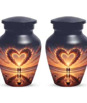 Beach Couple Urn For Human Ashes, Sunset Companion Extra Large Urns