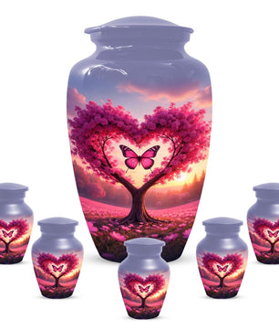 Pink Mini Butterfly Urn For Human Ashes - Tree Cremation Urns for Male & Female