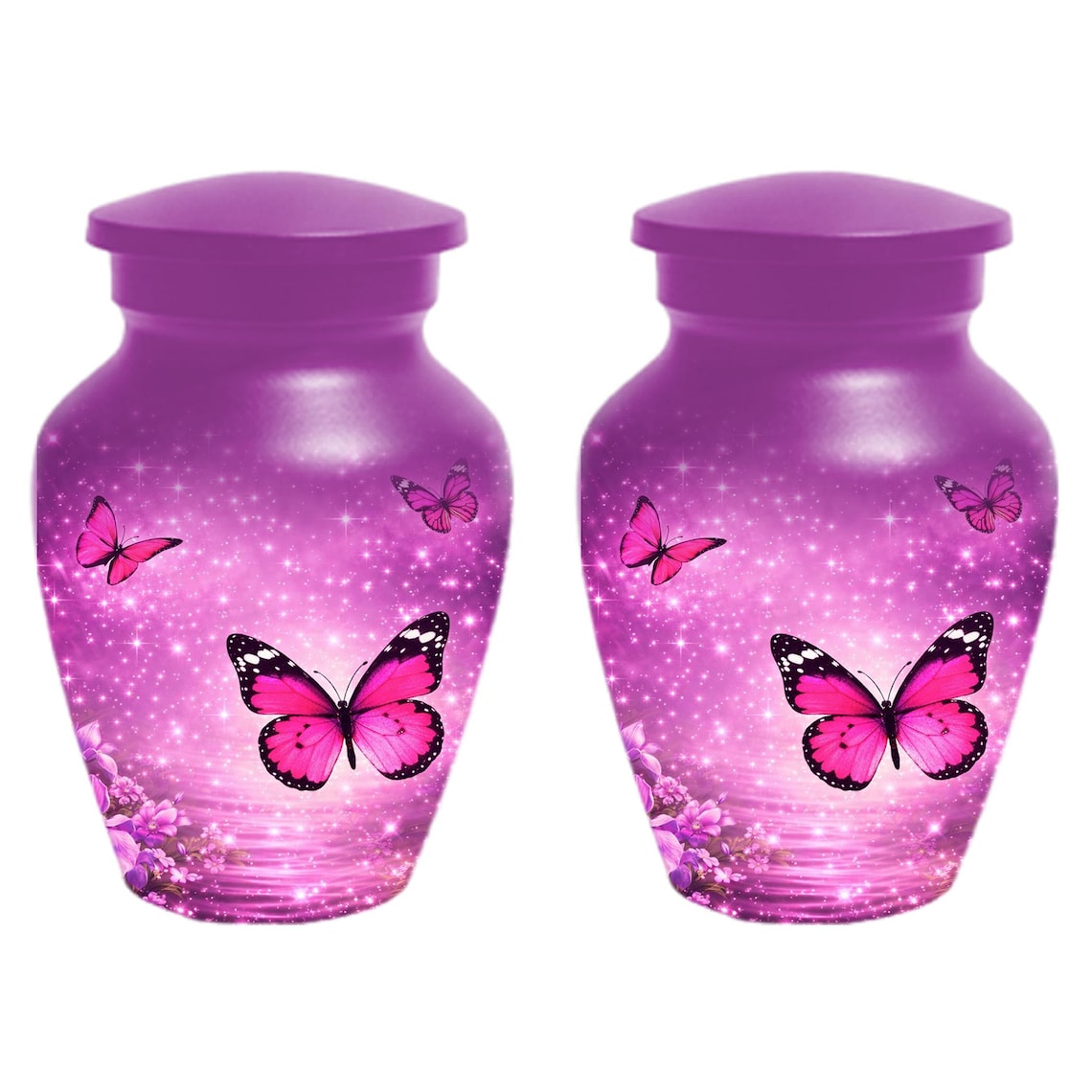 Pink Butterfly Urn For Women Ashes - Personalized Mini Urns For Adult Female