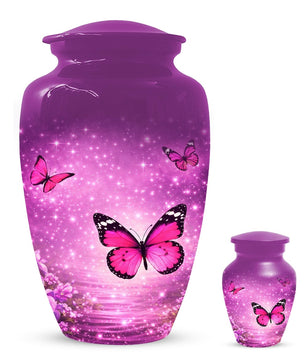 Pink Butterfly Urn For Women Ashes - Personalized Mini Urns For Adult Female