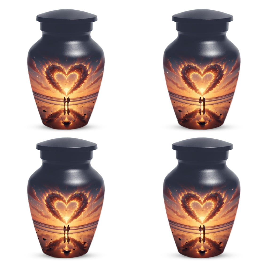 Beach Couple Urn For Human Ashes, Sunset Companion Extra Large Urns